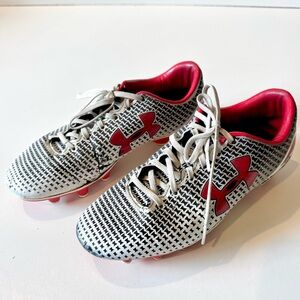 Under Armour Soccer Cleats White Red Black Size 7 Men’s, Youth Size 7 Too